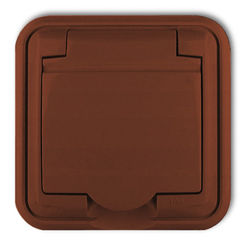 KARLIK LIZA 4GPH-1z  Gniazdo bryzgoszczelne z uziemieniem 2P+Z (klapka brązowa)