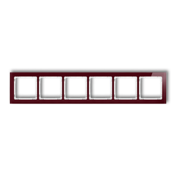 KARLIK DECO 14-0-DRS-6 Ramka uniwersalna sześciokrotna - efekt szkła (ramka: bordowa; spód: biały)