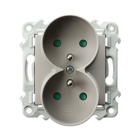 OSPEL SZAFIR GP-2ZRZP/m/83 Gniazdo podwójne z/u z przesłonami, moduł