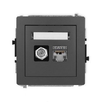 KARLIK DECO 28DGFK-5  Gniazdo antenowe pojedyńcze typu F (SAT) + gniazda komp. poj. 1xRJ45