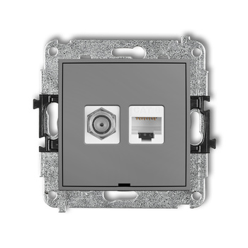 KARLIK ICON 27IGFKBO-3  Gniazdo antenowe pojedyńcze typu F (SAT) + gniazda komp. poj. 1xRJ45