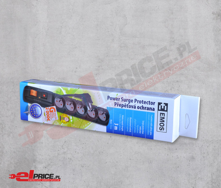 Emos p53872 przedłużacz listwa przeciwprzepięciowa 3m