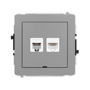 KARLIK DECO 27DGTKBO  Gniazdo telefoniczne pojedyńcze  1xRJ11 + komputerowego pojedynczego 1xRJ45