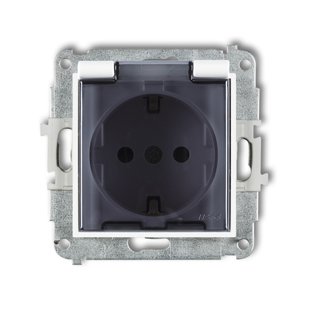 KARLIK MINI MGPB-1sdp  Gniazdo bryzgoszczelne z uziemieniem SCHUKO 2P+Z (klapka dymna