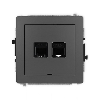 KARLIK DECO 28DGTKBO  Gniazdo telefoniczne pojedyńcze  1xRJ11 + komputerowego pojedynczego 1xRJ45