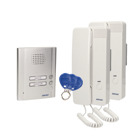 Zestaw domofonowy 2-rodzinny, podtynkowy z czytnikiem breloków, LEGIO MULTI