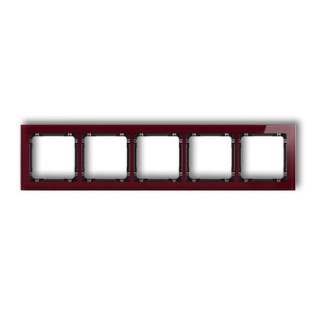 KARLIK DECO 14-12-DRS-5 Ramka uniwersalna pięciokrotna - efekt szkła (ramka: bordowa; spód: czarny)