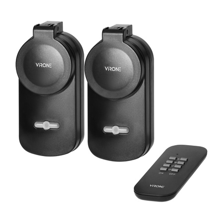 Zestaw bezprzewodowych gniazd sterowanych pilotem 2+1, IP44