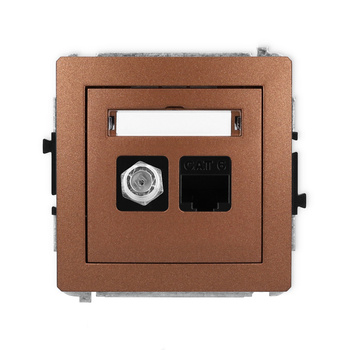 KARLIK DECO 9DGFK-3  Gniazdo antenowe pojedyńcze typu F (SAT) + gniazda komp. poj. 1xRJ45