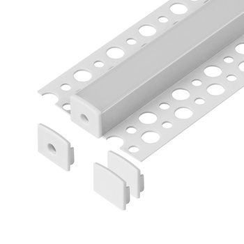 Zestaw: profil aluminiowy do taśm LED, 2000 x 55 x 13 mm, natynkowy, biały, klosz mleczny, 4 zaślepki
