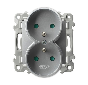 OSPEL SZAFIR GP-2ZRZP/m/18 Gniazdo podwójne z/u z przesłonami moduł