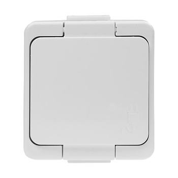 Gniazdo  pojedyncze 2P+Z SCHUKO  bryzgoodporne z klapką w kolorze wyrobu  IP44, SMART, biały