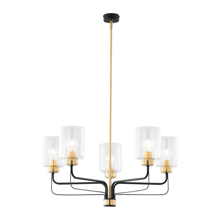 ETOLIA 5P, lampa wisząca, 5xE27, max. 5x60W, metal, mosiądz/czarny, klosz szklany