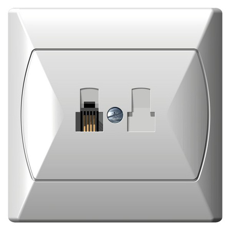 OSPEL AKCENT GPT-1A/00 Gniazdo telefoniczne pojedyncze biały