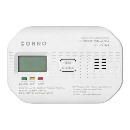 Bateryjny czujnik tlenku węgla (czadu), 2xAA, żywotność sensora 10 lat