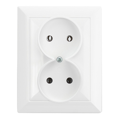 Gniazdo podwójne p/t 2x2P Pearl, 16A, 250V, PT-5 P, biały