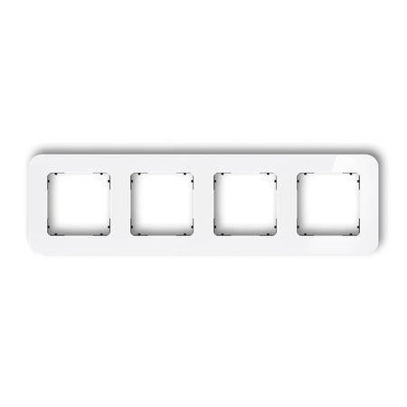KARLIK ICON 0-12-IRSZ-4 Ramka uniwersalna poczwórna zaokrąglona - efekt szkła (ramka: biała; spód: czarny)
