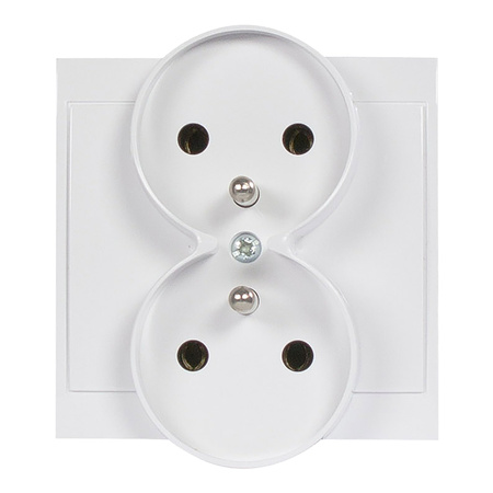 Gniazdo podwójne p/t 2x2P+Z Luna, 16A, 250V, PT-6LR, biały