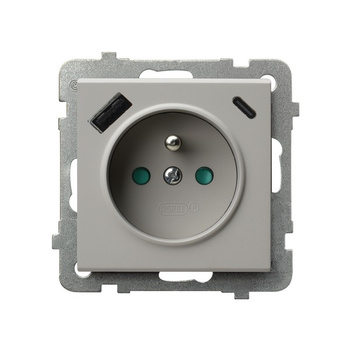 OSPEL SONATA GP-1RZPUSBAC/m/82 Gniazdo z/u z przesłonami, z ładowarką USB A+C