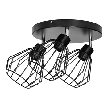 PINO oprawa ścienno-sufitowa, moc max. 3x60W, E27, czarna, podstawa okrągła, jednopoziomowa, ruchome głowice lampy