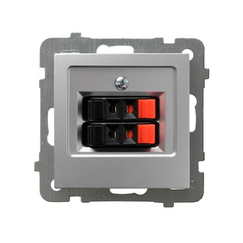 OSPEL AS GG-2G/m/18 Gniazdo głośnikowe podwójne srebro