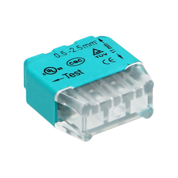 Złączka instalacyjna wciskana 3-przewodowa; na drut 0,75-2,5mm²; IEC 300V/24A; Blister 10 szt.