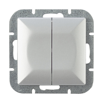 Łącznik p/t świecznikowy Pearl, 10A, 250V, WP-2P, srebrny