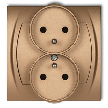 KARLIK LOGO 8LGPR-2zp  Gniazdo podwójne do ramki poziomej z uziemieniem 2x(2P+Z) (przesłony torów prądowych)