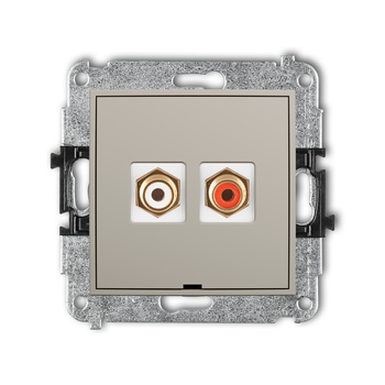 KARLIK MINI 60MGRCABO-2 Mechanizm gniazda podwójnego RCA, bez pola opisowego (typu cinch - biały i czerwony, pozłacany)