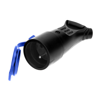 Bryzgoszczelne gniazdo gumowe 2P+Z, proste, IP44, czarne