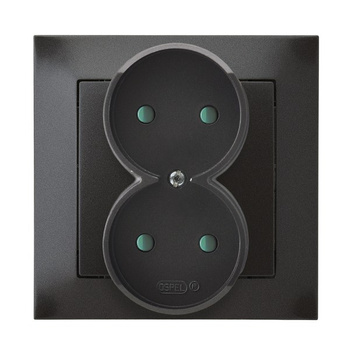 OSPEL IMPRESJA GP-2YP/50 Gniazdo podwójne z przesłonami, kompletne