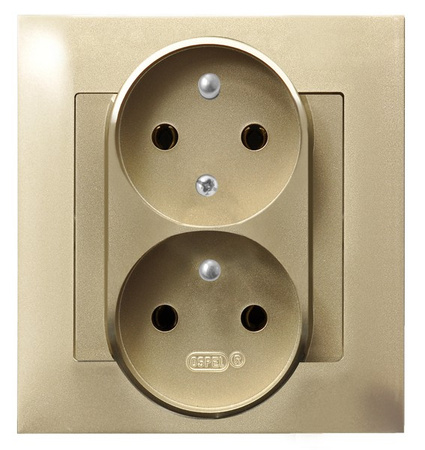 OSPEL IMPRESJA GP-2YC/28 Gniazdo podwójne z/u niezamienność faz złoto