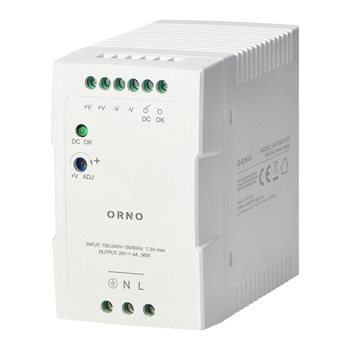 Zasilacz przemysłowy, na szynę DIN, 24VDC, 4A, 96W, w plastikowej obudowie