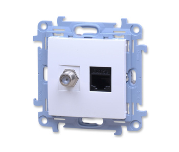 Kontakt simon 10 casfrj455.01/11 gniazdo antenowe typu f + komputerowe rj45 kat.5