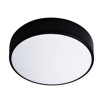 OVO plafon LED, 43W, 4000K, 4750lm, czarna stal, klosz szklany matowy, IP20, Ø 400