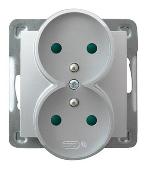 OSPEL IMPRESJA GP-2YRAZP/m/18 Gniazdo podwójne z/u z przesłonami, moduł