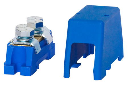 F-ELEKTRO F2.0239 Zacisk ochronny 2x35mm2 - niebieski + osłona