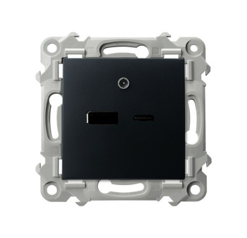 OSPEL SZAFIR GPUSB-2Z/m/33 Ładowarka USB A+C czarny matalik