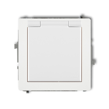 KARLIK DECO DGPB-1sp  Gniazdo bryzgoszczelne z uziemieniem SCHUKO 2P+Z (klapka biała