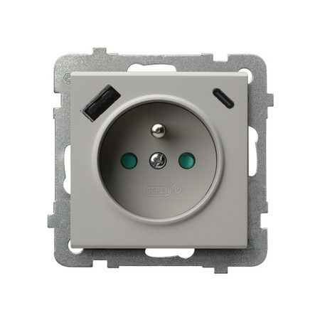 OSPEL SONATA GP-1RZPUSBAC/m/82 Gniazdo z/u z przesłonami, z ładowarką USB A+C