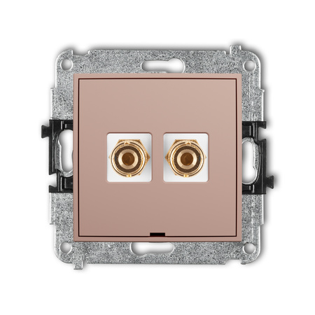 KARLIK MINI 62MGGBO-3 Mechanizm gniazda głośnikowego pojedynczego, bez pola opisowego (typu banan - czerwony i czarny, pozłacany, 4 mm2, do lutowania)