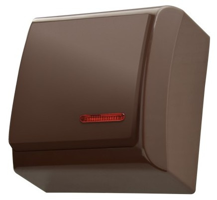 Ospel bis ŁN-1BS/24 Łącznik jednobiegunowy z podświetleniem brąz