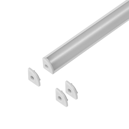 Zestaw: profil aluminiowy do taśm LED, 2000 x 18 x 18 mm, narożny, biały, klosz mleczny, 4 zaślepki