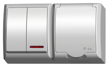 OSPEL FALA ZH-Ł2SG/00/w Łącznik świecznikowy podświetlany + gniazdo IP