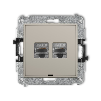 KARLIK ICON 60IGKBO-12 Mechanizm gniazda komputerowego podwójnego 2xRJ45, kat. 8, ekranowany, 8-stykowy, bez pola opisowego