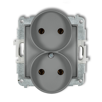 KARLIK ICON 27IGPR-2  Gniazdo podwójne do ramki bez uziemienia 2x2P (bez przesłon torów prądowych)