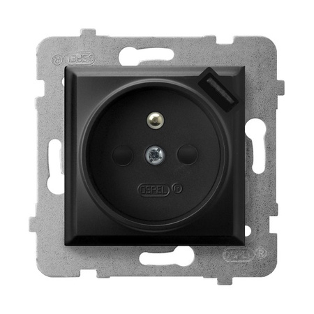 Ospel aria gp-1uzpusb/m/33 Gniazdo pojedyncze z uziemieniem z przesłonami torów prądowych, z ładowarką USB