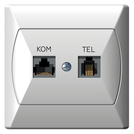 OSPEL AKCENT GPKT-A/F/00 Gniazdo komputerowo-telefoniczne RJ 45 kat. 5e, (8-stykowe) + RJ 11 (4-stykowe)