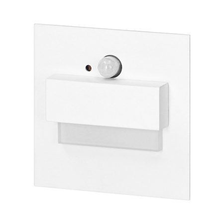 TRACO LED 1,5W, oprawa schodowa podtynkowa, 12VDC, 30lm, 3000K, biała, czujnik ruchu i zmierzchu