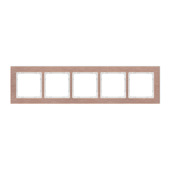 KARLIK DECO 9-0-DRA-5 Ramka uniwersalna pięciokrotna - aluminium szczotkowane (ramka: kolor miedziany; spód: biały)